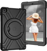 NIKCORP Oklopna zaštitna maska za Samsung Galaxy Tab A 8,0" s rotirajućim stalkom 360° i ručnim držačem, crna